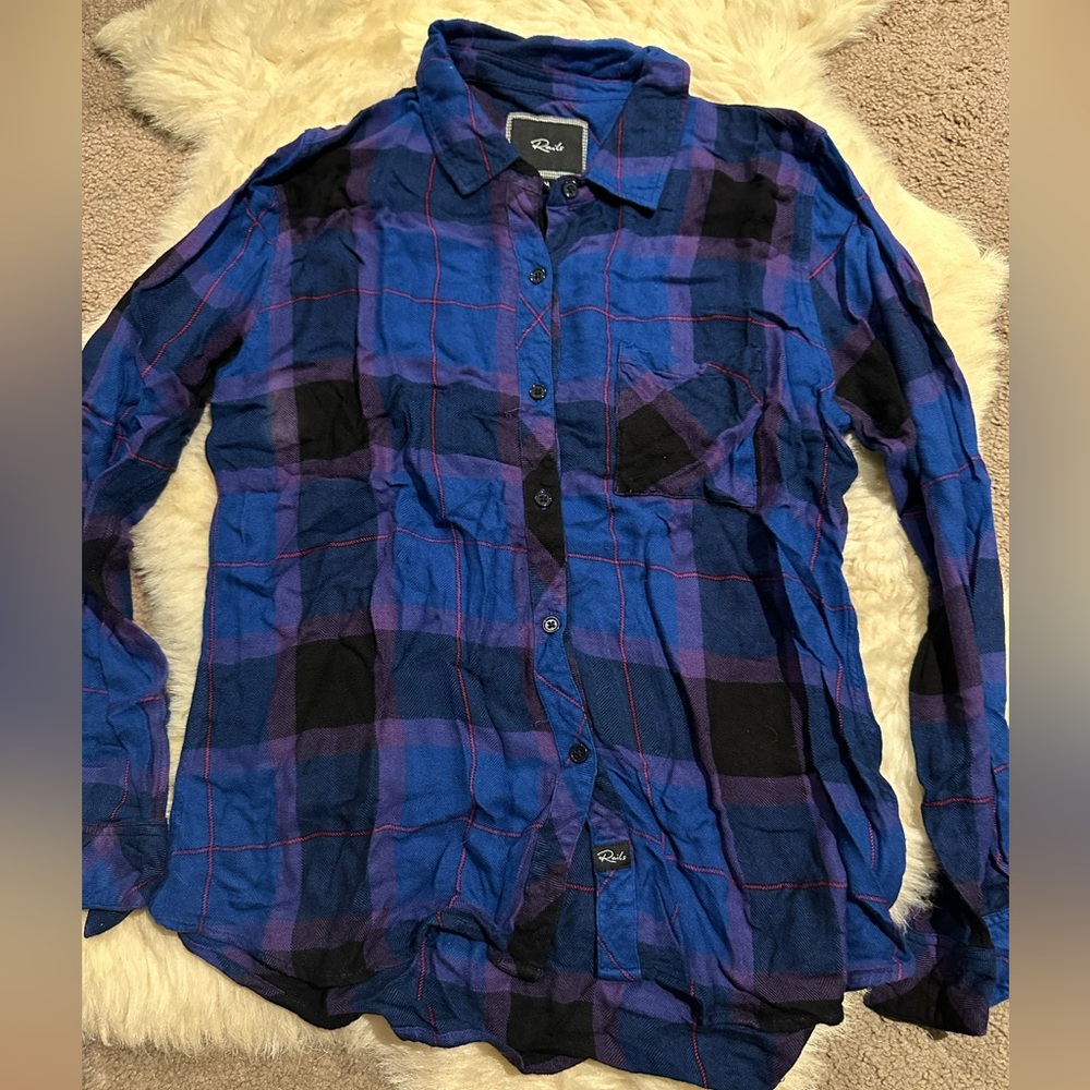 Rails Hunter plaid long sleeve button down in ultraviolet black magenta size M